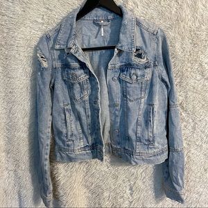 Light Wash Ripped Denim Jacket